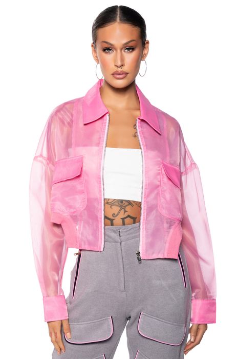 HYDE MESH BOMBER JACKET IN PINK