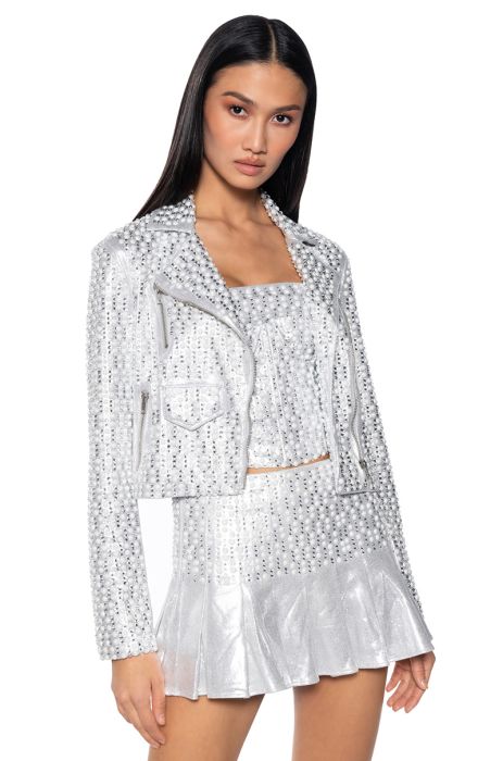 LYNLEE SILVER PEARL MOTO JACKET