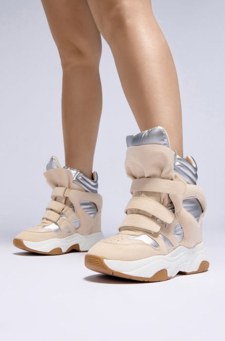 MARANTO CHUNKY BEIGE WEDGE HEEL SNEAKER