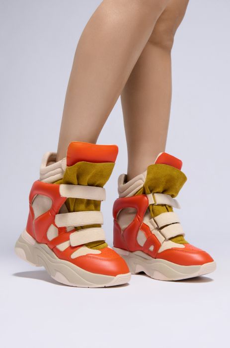 MARANTO CHUNKY ORANGE WEDGE HEEL SNEAKER