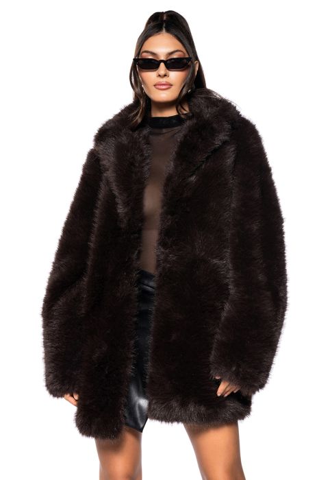 MOLLY FAUX FUR EVENING COAT in brown