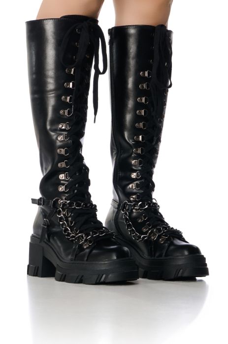 MORGAN BLACK LACE UP BOOT