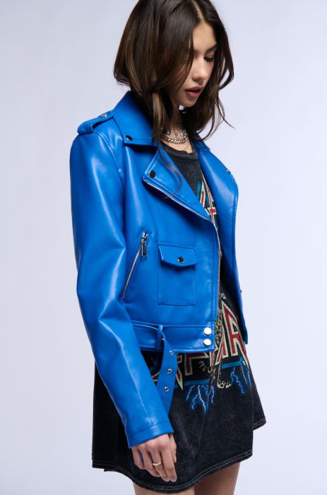 ONLY THE CLASSICS MOTO JACKET IN BLUE