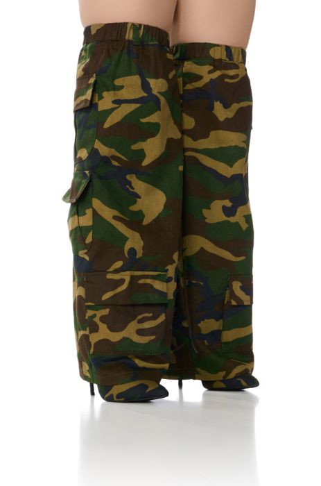 SCANDALOUS CAMO FOLD OVER BOOT IN GREEN