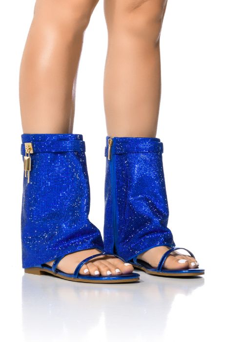 SHES DIFFERENT RHINESTONE SHEATH SANDAL IN BLUE