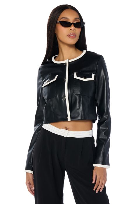 SOFIA PU MOTO JACKET IN BLACK