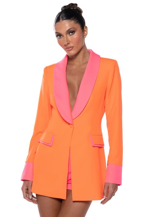 SUNSETS IN MIAMI NEON FITTED BLAZER IN NEON PINK