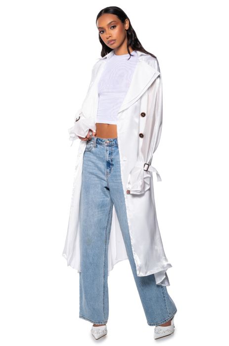 TULLE SPRING TRENCH JACKET IN WHITE