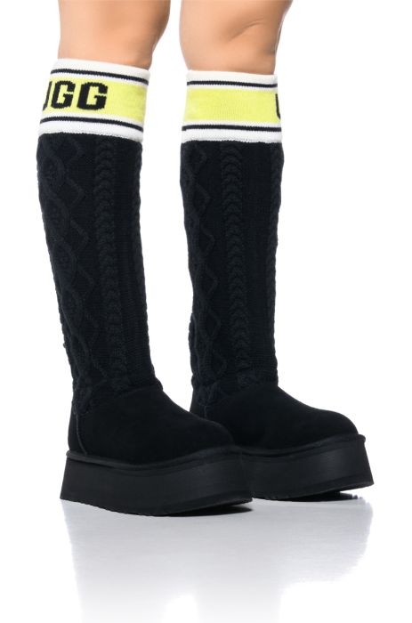 UGG CLASSIC SWEATER LETTER BOOT IN BLACK