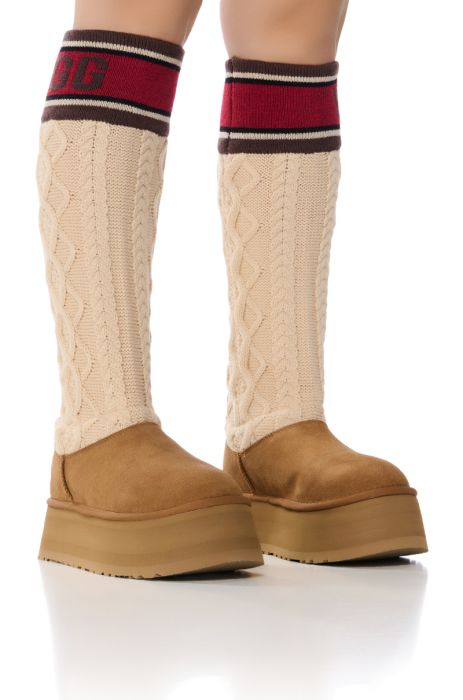 UGG CLASSIC SWEATER LETTER BOOT IN CHESTNUT